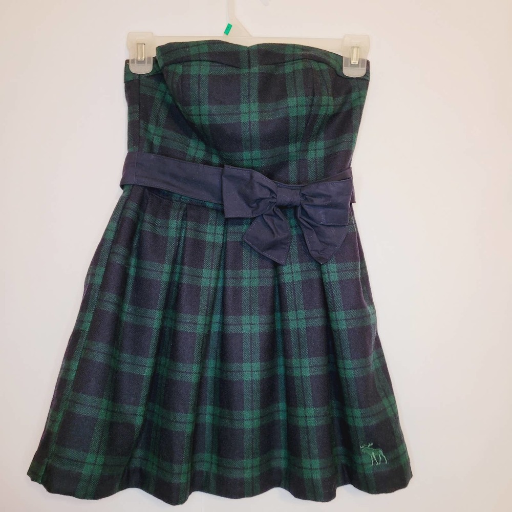 Abercrombie & Fitch Green and Black Strapless Dress